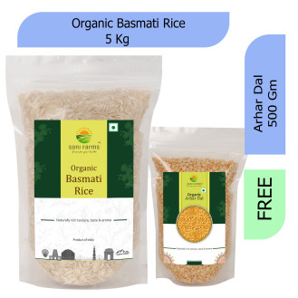 Organic Basmati Rice - 5 Kg + Free Arhar Dal 500g