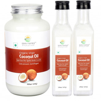Organic Virgin Coconut Oil (Nariyal ka Tel) | 1 Ltr (500ml X 1 + 250ml X 2)