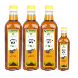 Organic Cold Pressed Mustard Oil (Sarson ka Tel) | 3Ltr (1ltr X 3) + FREE Mustard Oil (500ml)