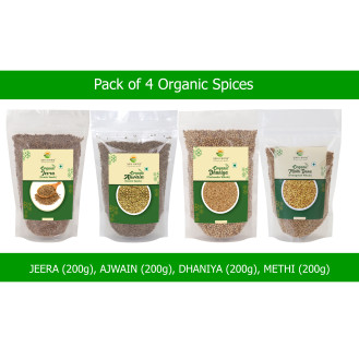 Pack of 4 Organic Spices (Whole/Sabut) - 4 X 200gm EACH